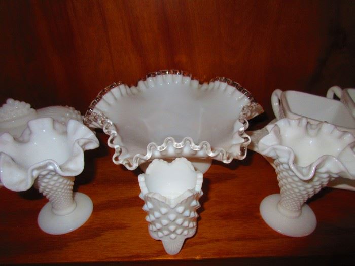 Group of milk glass