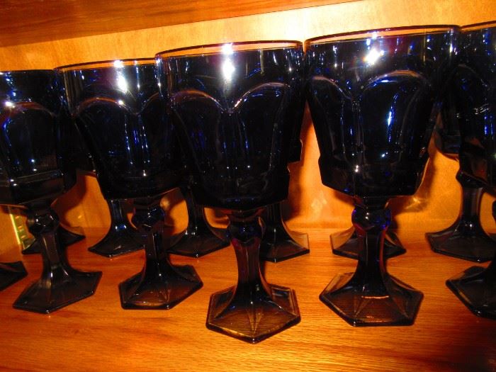 Group of cobalt blue goblets