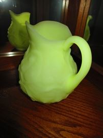Satin glass Fenton water jug