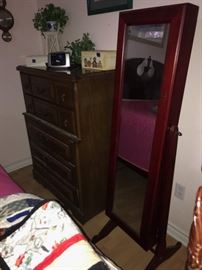 standing mirrored jewelry cabinet