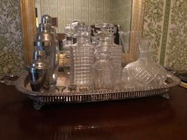 Fancy James Bond silver and crystal martini shakers.