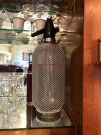 Vintage Wire Mesh seltzer bottle -- fancy cocktail time!