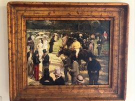 Original oil painting -- day at the fox hunt