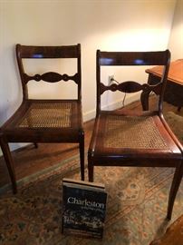 1840s cane chairs with bone inlay