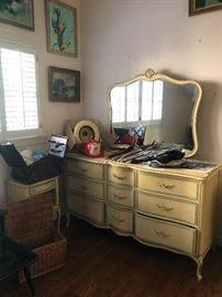 vintage blond vanity dresser