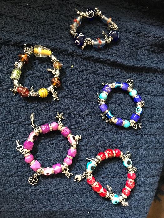 Made with glass beads and every charm bracelet is different 