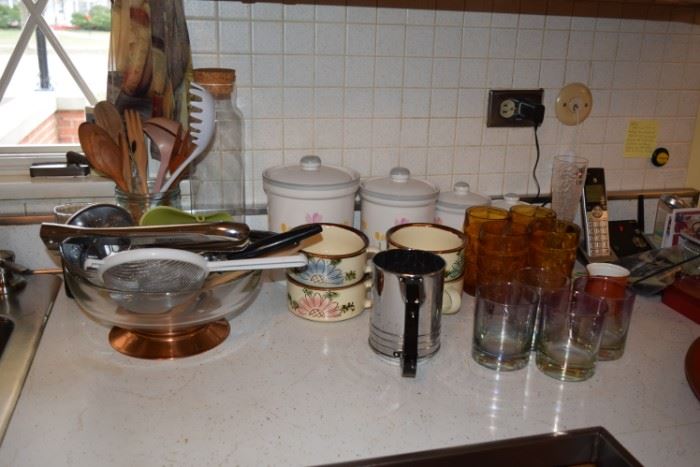 Canisters, Glassware, Misc. Kitchen Items