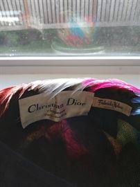 Vintage Christian Dior feather hat. Original Frederick & Nelson hat box