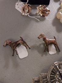 Matching sterling silver pup pins