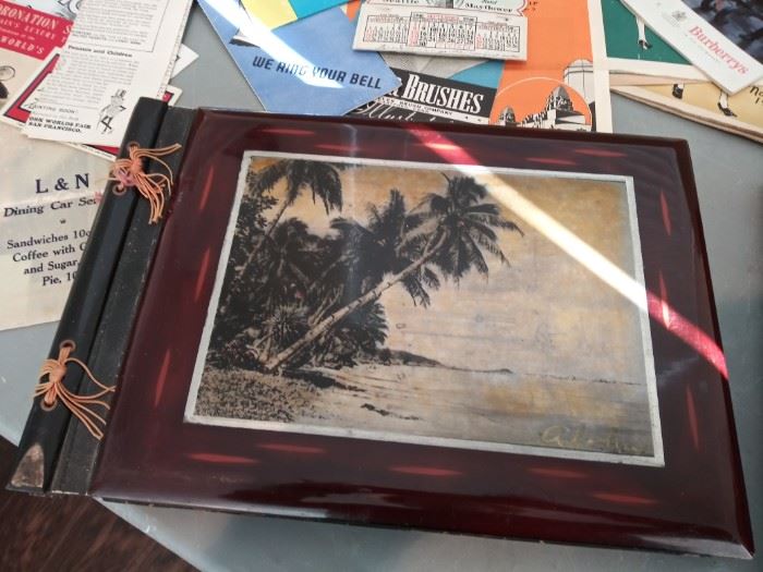 Vintage Hawaii wooden scrapbook