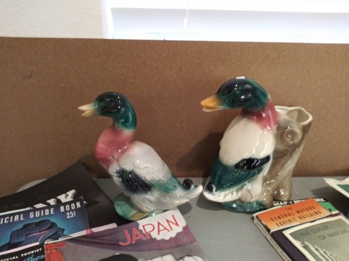 Vintage USA pottery mallard vases