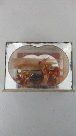 Vintage Japanese deer in mirrored box