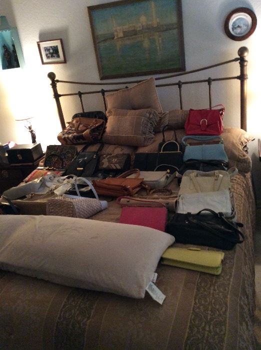 King Size Bed and Vintage Purses