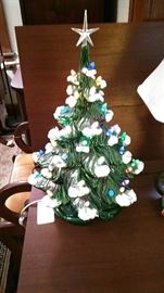 Large lighted ceramic Christmas tree