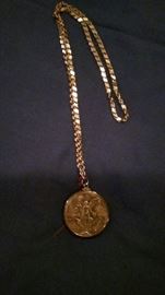 Mexican gold coin necklace