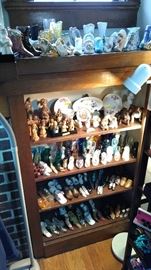Figurines, porcelain and glass shoe collection