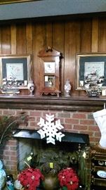 Mantle clock with Christmas items