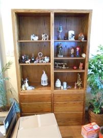 Heavy open wooden curio cabinet