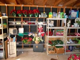 Christmas items, including imitation poinsettias