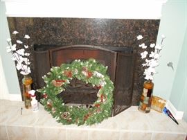 Wreath and fireplace screen