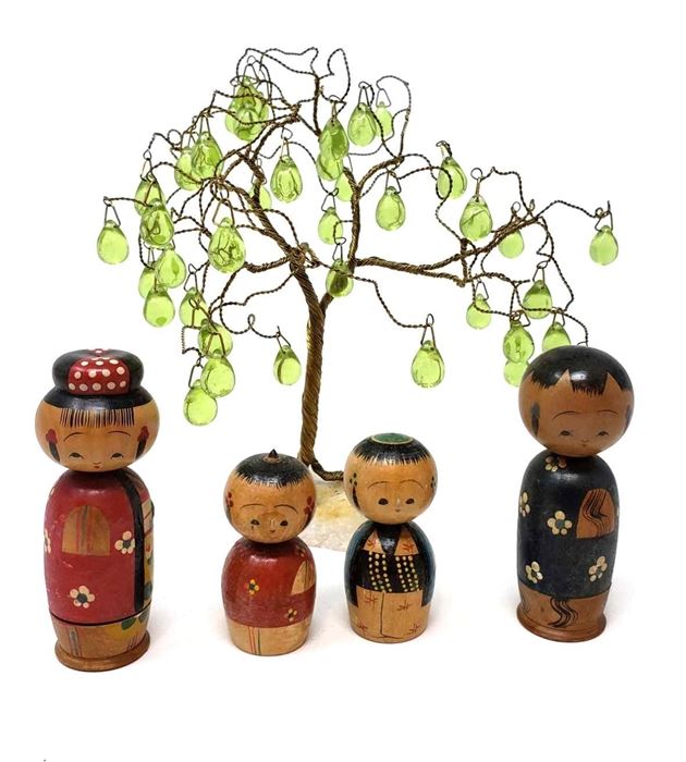 Jade Tree and Japanese Bobble Head Nesting Dolls