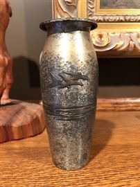 Vintage Silver Crest sterling silver decorated bronze vase