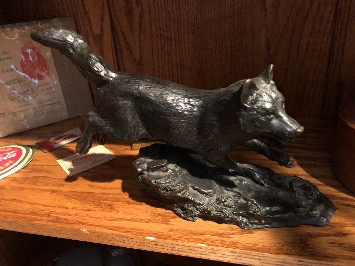 1994 Shadow Runner Gorham bronze wolf statue