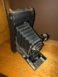 Antique folding box camera with bellows