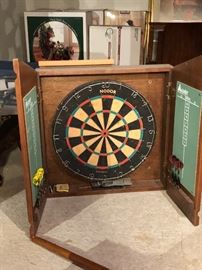 Vintage wooden cabinet dart board