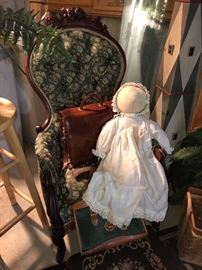 Vintage chair, doll