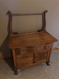 Vintage/Antique  bow front washstand with towel bar