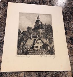 Signed original etching by Walter Romberg