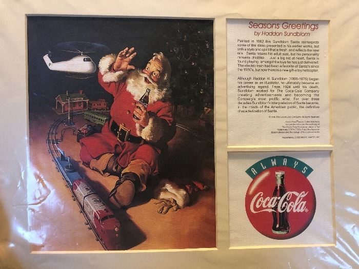 Matted Vintage HADDON SUNDBLOM Coca Cola Santa "Seasons Greetings"