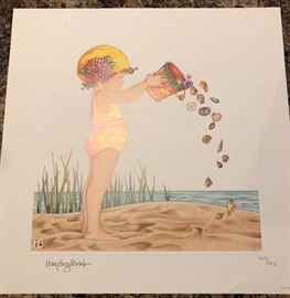 Mary Engelbreit Limited Edition signed litho print

# 602/750 "BUCKET FULL OF SEASHELLS" 2001