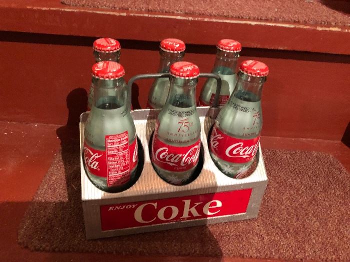Vintage Coke Bottles in case