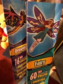 Dragon and Fairy kites, new