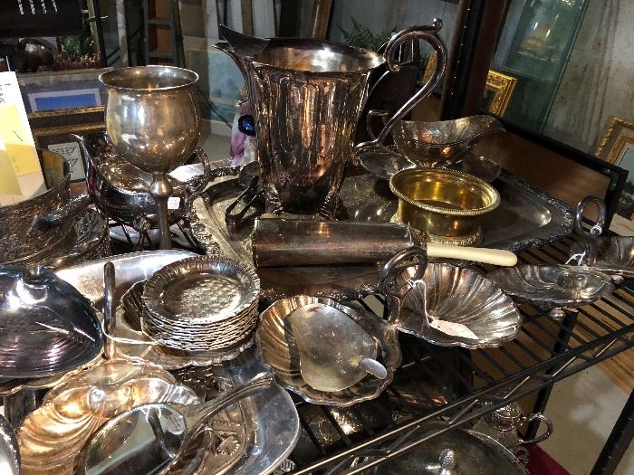 Sterling & silver plated serving pieces