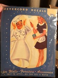 Vintage Meyercord decals Chef and Maid 877A