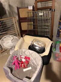 Dog beds, toys, gates, and stairs!