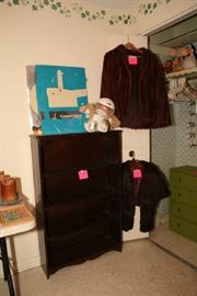 Small Book Shelf, Mink Stole and Mink Jacket