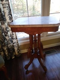 Excellent condition Victorian skirted - marble top parlor table (in the 1st-floor sitting room)