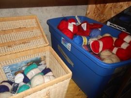 Many skeins of yarn
