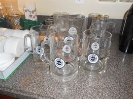 Large German mug and 4 small mugs