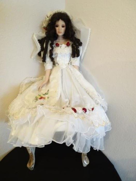 Vintage lifelike high end dolls Porcelain made beautiful bride