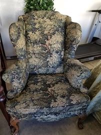 Tapestry Covered Wing Back Chair (pair)