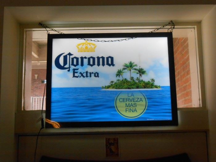 Corona sign has a sliding light from bright, dim to off