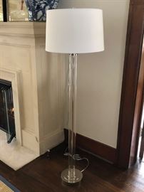 Pair of Ethan Allen Glass Cylinder Floor Lamps