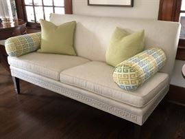 Ethan Allen Settee with Greek Key Nailhead Trim