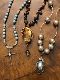 Large collection of ladies costume, semi-precious gemstone and sterling silver jewelry (made pieces handcrafted).