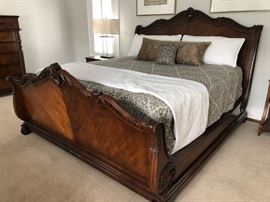 Beautifully Carved Baroque Style King-Size Sleigh Bed